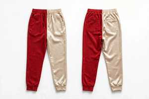 Conjunto de Sudadera con Capucha y Pantalones Deportivos Unisex, Color Rojo y Blanco, Bloques de Color, Forro Polar Invernal, Transpirable, 350 Gramos, Bolsillo con Cordón Bordado, Estilo Casual - Product Image 4