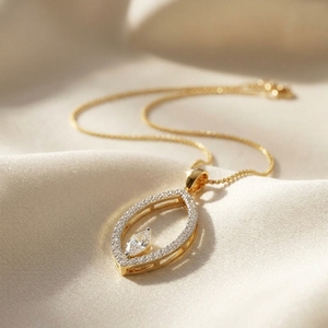 Open Marquise <b>Frame</b> Solitaire Pendant Marquise Cut Lab Grown Diamond Side Pave Accent Gold Plated 14K Women's - Product Image 3