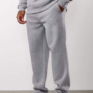 Ensemble de survêtement décontracté pour homme, gris, grande taille, avec sweat à capuche et pantalon de jogging, couleur unie, manches longues, poids moyen - Product Image 2