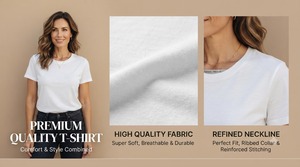 Camiseta de Mujer Personalizada con Estampado Gráfico, Ecológica, Transpirable, Holgada, de Manga Corta, Informal, Multicolor, de Algodón - Product Image 3
