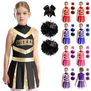 Conjunto de faldas sin mangas de alta calidad estilo profesional para equipos de baile de alta energía para niñas, uniforme de porristas infantiles - Product Image 1