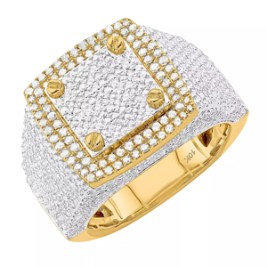 <b>Men</b> 10K Gold Moissanite Cocktail <b>Ring</b> Round Brilliant Cut Screw Design Hiphop Style Everyday Wear - Product Image 3