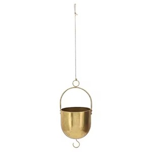 Minimalist Brass Plated Hanging Planters <b>Set</b> <b>Square</b> Design For Indoor Outdoor Use Vase With Chrome Plated Finish Hanging Planter - Product Image 4