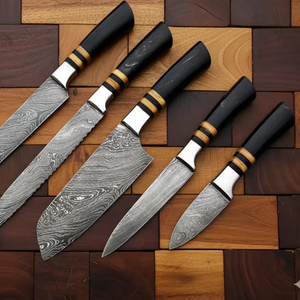 PRESTIGE BLADES Handmade 67-Layer Damascus Steel <b>Sharp</b> Durable Straight Edge Chef <b>Knife</b> <b>Set</b> 5-Piece Sheath Ambidextrous Design - Product Image 3