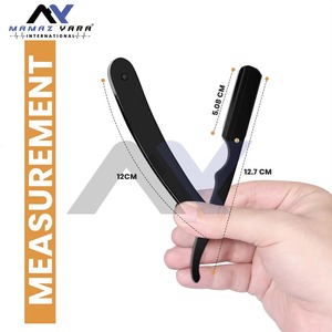 Navaja de Barbero Profesional Negra, 100% Acero Inoxidable, Hoja Recta, Herramienta de Afeitado de Precisión para Salón y Cuidado Personal Masculino, OEM - Product Image 2