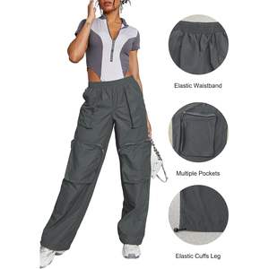 2025 <b>High</b>-<b>Waisted</b> Women's <b>Cargo</b> Pants Breathable Baggy Stretchy Wide Leg Jogger 4 Pockets Y2K Streetwear Casual Style - Product Image 6