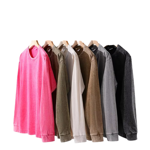 เสื้อยืดแขนยาวทรงโอเวอร์ไซส์สำหรับผู้ชาย ผ้าฝ้าย 100% ล้างสีแบบแอซิดวอช  เสื้อเปล่าสำหรับสกรีนลาย  สไตล์สมาร์ทแคชชวล ไซส์พลัส - Product Image 3