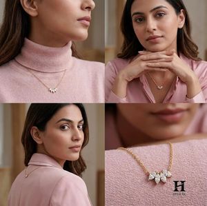 Delicado Collar con Colgante de Diamantes en Forma de Marquesa, Chapado en Oro de 14k, Diseño Floral Minimalista para Mujer, Joyería Diaria - Product Image 5