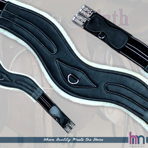 Cincha de salto anatómica sin capas de cuero con almohadilla extraíble suave de doble capa elástica, ajuste SS, tamaño 38-48 pulgadas, para caballo HM - Product Image 6