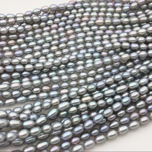 Perlas de Arroz Gris AAA de Agua Dulce, 4-4.5mm, Naturales, Cultivadas, en Hilo Suelto para Fabricación de Joyería, Venta al Por Mayor - Product Image 1