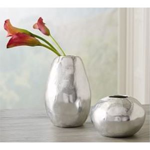 Modern Luxury Hammered Silver Aluminum <b>Vase</b> <b>Set</b> Decorative Abstract Metal Flower Pot for Wedding Centerpiece Home Living Room - Product Image 1