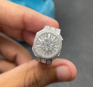 Stunning Men's Fully Iced Out Baguette Cut Hip Hop 925 Sterling Silver Rhodium Plated <b>Custom</b> <b>Ring</b> Anniversary Wedding Engagement - Product Image 1