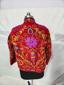 CHOHAN TEXTILE Handmade Breathable Knitted Embroidered <b>Quilted</b> Cotton <b>Jacket</b> Women Floral <b>Pattern</b> Stand Autumn/Winter Outerwear - Product Image 4