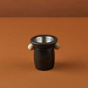 Quemador de Incienso Minimalista de Madera con Taza de Acero Inoxidable - Product Image 1