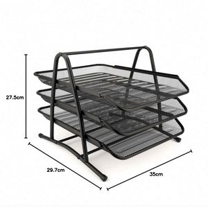 Metal Office Desk Set 5 Desktop Accessories Includes <b>File</b> Paper Tray Mail Letter <b>Organizer</b> Pen Cup - Product Image 4