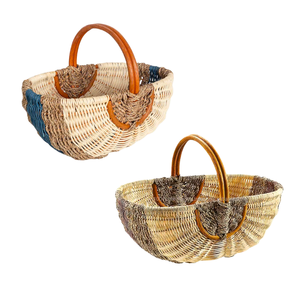 Panier de pique-nique en rotin naturel personnalisable, panier de récolte, rangement pour fruits, organisateur de cuisine et pique-nique - Product Image 1