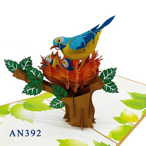 Tarjeta Pop-up de la Familia de Aves, Artesanía en Papel, Regalos de San Valentín, Día de la Madre, Acción de Gracias, Vietnam - Product Image 3