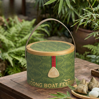 Boîte Cadeau de Luxe en Papier Personnalisée avec Embossage pour Festival du Bateau Dragon, Festival de la Mi-Automne, Emballage Cylindrique Portable pour Zongzi, Gâteau de Lune et Thé