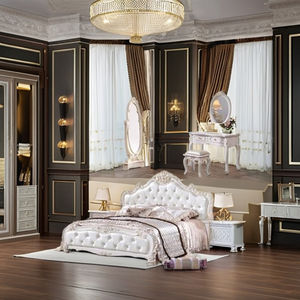 Juego de Muebles de Dormitorio Modernos de Cuero PU y Madera con Cama Doble con Brazos Angulares para Hotel, Almacén, Apartamento, Gimnasio - Product Image 2