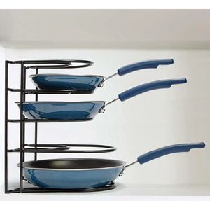 Maravilloso organizador de sartenes de 5 niveles, estante para ahorrar espacio en el gabinete de cocina, solución de almacenamiento de utensilios de cocina, soporte metálico para ollas y sartenes - Product Image 1