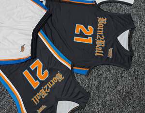 เสื้อบาสเก็ตบอลแบบกลับด้านได้ ผลิตโดยผู้ผลิตมืออาชีพ ผ้าตาข่ายระบายอากาศ แบบไม่มีแขน สำหรับผู้ใหญ่ทุกเพศ สีขาว น้ำเงิน ส้ม เบอร์ 21 - Product Image 3