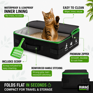 Bac à litière pliable pour chat avec couvercle zippé et pelle, toilette portable pour chats et chatons, fournisseur en gros - Product Image 3