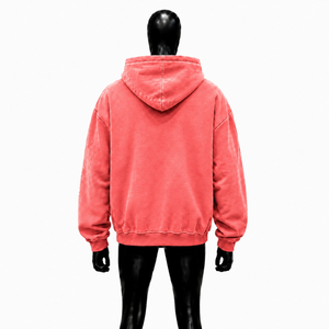 Sudadera con capucha y cremallera completa personalizada, rosa coral, con arte facial, estilo oversize, streetwear, gráfico, unisex, moda casual - Product Image 2