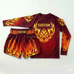 Conjunto de Pantalones Cortos y Camiseta de Muay Thai OEM, Sublimación Personalizada, Ropa de Entrenamiento para Gimnasio, Conjuntos de Muay Thai al por Mayor - Product Image 2