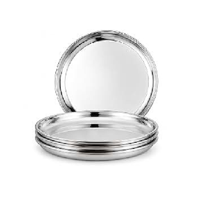 Assiettes rondes en acier inoxydable, finition argent poli, ustensiles de cuisine, meilleur prix. - Product Image 2