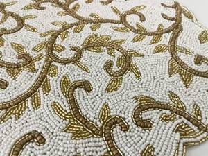 Embroidered Floral <b>Table</b> <b>Runner</b> Cream <b>Gold</b> Classic Style Home Decor Washable Cotton - Product Image 2