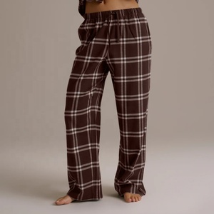 Conjunto de Pijama de Franela a Cuadros de Algodón Cepillado para Mujer, Oversize, de Manga Larga, con Botones, Estilo Casual para Estar en Casa - Product Image 2