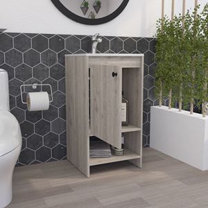 Meuble-lavabo autoportant à 1 étagère gris clair Westbury pour salle de bain - Product Image 2