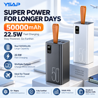 Power Bank Kapasitas Tinggi 50000mAh Pengisian Cepat 22.5W Layar LED Charger Portabel USB-C 4 Output untuk Ponsel Baterai Li-Polymer