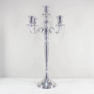 Dernier modèle Design Produit unique Chandelier Bougeoir en cristal à 5 bras Meilleur prix Argenté pour table de mariage et maison Déco - Product Image 1