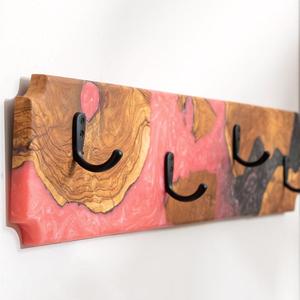 Luxury Wooden Wall <b>Coat</b> Rack <b>White</b> Epoxy Resin Inlay Decorative 4 <b>Hooks</b> Clothing Key Holder Organizer Entryway Hallway Home - Product Image 3