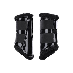 White Faux Fur Horse Leg Boots With <b>Velcro</b> <b>Straps</b> For Protection - Product Image 5