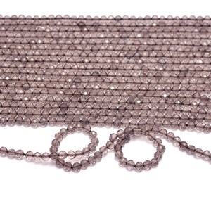 Cuentas de Cuarzo Ahumado Marrón Natural de Primera Calidad, Microfacetadas, de 3mm-4mm, Cuentas Sueltas de Piedras Semipreciosas para la Elaboración de Joyería - Product Image 1