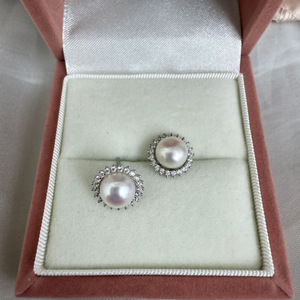 6-7mm Zhuji Freshwater <b>Pearl</b> Stud <b>Earrings</b> S925 Pure <b>Silver</b> with Sunflower Design Genuine Extremely Strong Light - Product Image 1