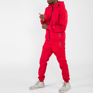 Conjunto Deportivo con Capucha Rojo para Hombre, Tejido en Poliéster, Informal, Transpirable, para Otoño, Cortavientos, Venta al Por Mayor 2026 - Product Image 1
