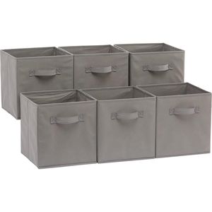 Cubi Organizzatori Pieghevoli in Tessuto Grigio Resistente con Maniglie, 10,5x10,5x11 Pollici, Confezione da 6 - Product Image 1