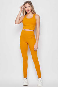 Custom 2 Piece Yoga Wear Set 100% Nylon <b>Stitch</b> Solid Pattern Washed Breathable Fitness Gym Wear Manufacturer - Product Image 4