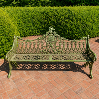 Banc de jardin antique en fonte, orné, en métal vert, pour patio extérieur, parc, mobilier décoratif vintage, style premium