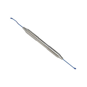 Espátula dental de acero inoxidable de doble punta con revestimiento de titanio azul para relleno y modelado, fabricada en Pakistán - Product Image 3