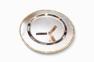 Assiette de présentation en acier inoxydable de style américain avec bordure en laiton, finition polie, idéale pour mariages, événements et occasions spéciales - Product Image 6