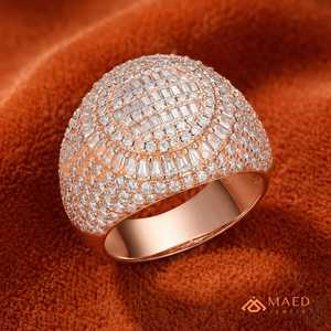 Rose Gold Moissanite <b>Ring</b> Men Hip Hop <b>Iced</b> Out Baguette Cluster Luxury Statement <b>Ring</b> Manhattan Fashion Style - Product Image 2