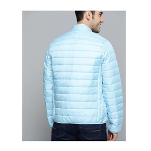 <b>Light</b> Blue Navy Custom Lightweight Puffer <b>Jacket</b> Men Quilted Packable Winter Coat Stand Collar Zip Up OEM Factory Premium - Product Image 6