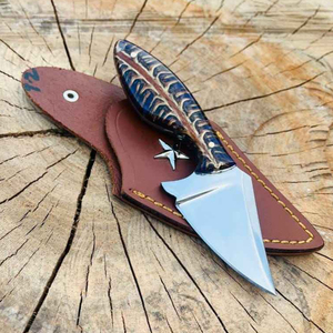 Couteau à dépecer artisanal en acier à haute teneur en carbone, couteau à lame fixe pour le camping et le bushcraft avec étui en cuir fin, couteaux en acier personnalisés - Product Image 4