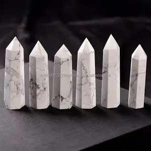 cheap factory price natural agate stone crystals howlite gemstone healing faceted crystal tower point obelisk wand