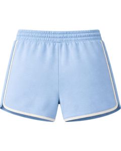 Light Blue Women Shorts Elastic Waist <b>Drawstring</b> Casual Gym Shorts Contrast Trim Summer Lounge Shorts Soft Comfortable Wear - Product Image 2