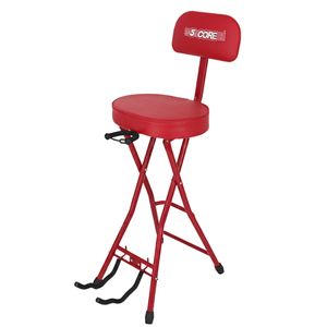 Sgabello per Chitarra Pieghevole a 5 Gambe Imbottito con Schienale, Poggiapiedi Integrato e Struttura in Ferro - Product Image 2